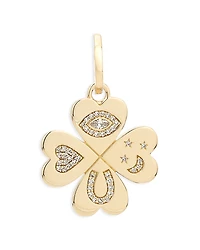 Adina Reyter 14K Yellow Gold Diamond Pave Lucky Symbol Clover Charm Pendant