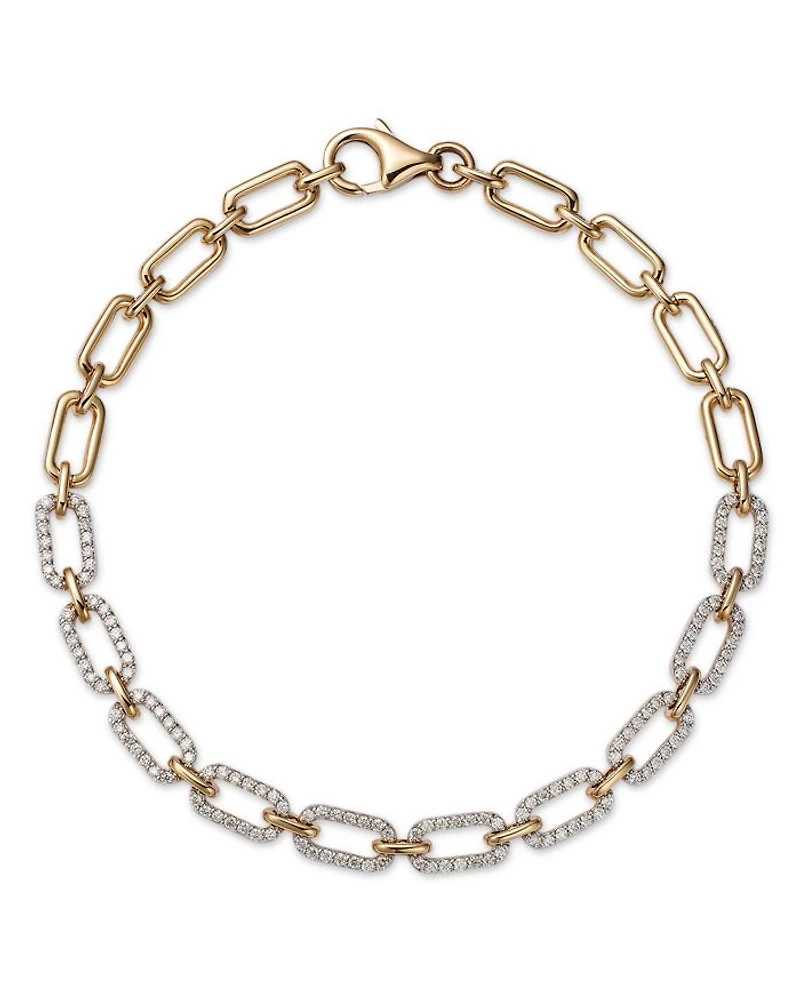 Diamond Pavé Link Bracelet in 14K Yellow Gold
