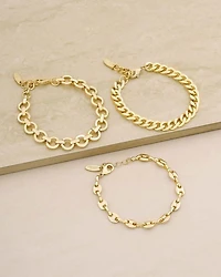 Might & Chain Link Bracelet in 18K Gold Plated, Set of 3