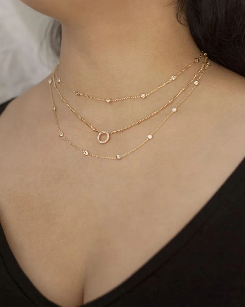 Monroe Crystal Cubic Zirconia Layered Collar Necklace in 18K Gold Plated, 14"-19"
