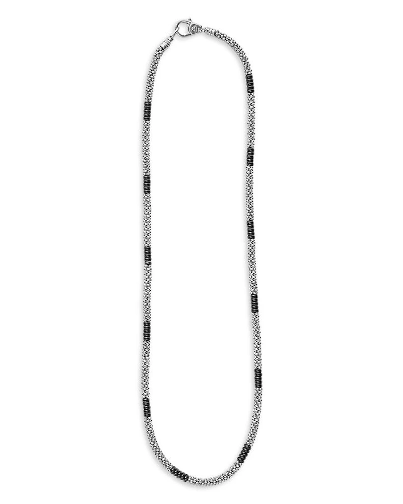 Caviar Silver Station Ceramic Beaded Necklace