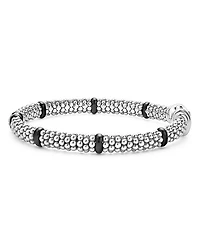 Single Station Diamond Caviar Bracelet Sterling Silver