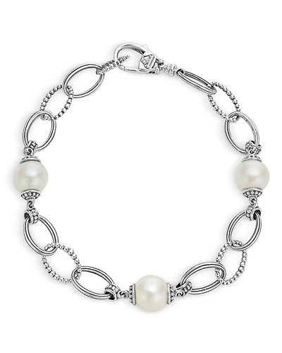 Sterling Silver Luna Caviar Cultured Freshwater Pearl Link Bracelet