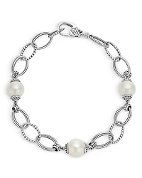 Sterling Silver Luna Caviar Cultured Freshwater Pearl Link Bracelet