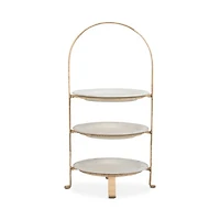 Provence Rattan Whitewash Three Tiered Plate Server
