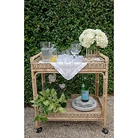 Provence Rattan Whitewash Bar Cart
