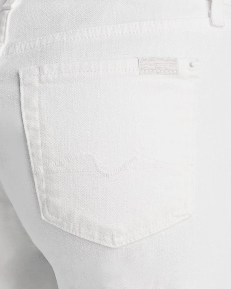High Rise Roll Cuff Denim Shorts Broken Twill