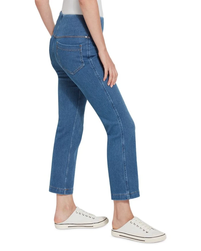 High Rise Ankle Baby Bootcut Jeans Mid Wash