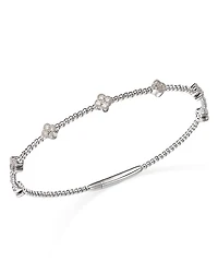 Diamond Cluster Beaded Bangle Bracelet in 14K Gold