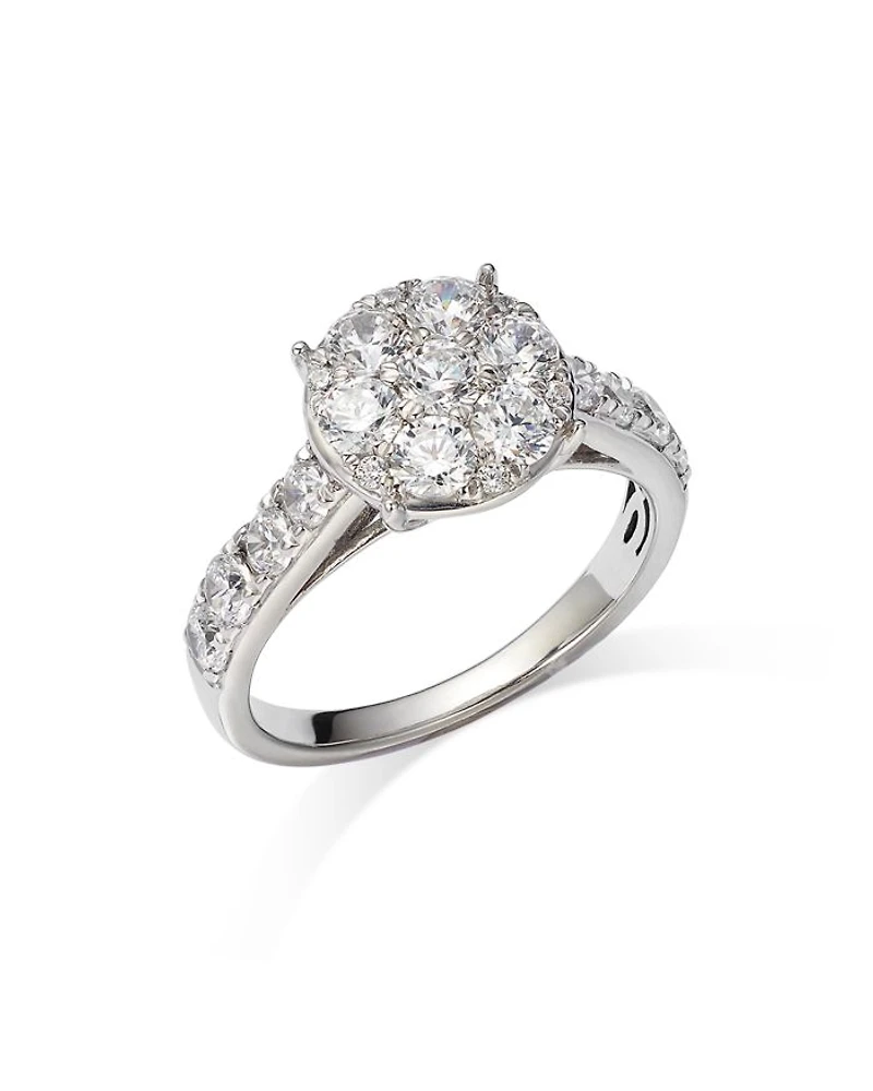 Diamond Cluster Ring in 14K White Gold, 1.60 tcw