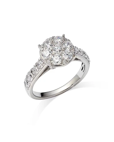 Diamond Cluster Ring in 14K White Gold, 1.60 tcw