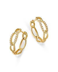 Bloomingdale's Fine Collection Diamond Chain Link Small Hoop Earrings