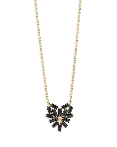 Suzanne Kalan 18K Yellow Gold Fireworks Black Sapphire Small Heart Pendant Necklace, 16-18