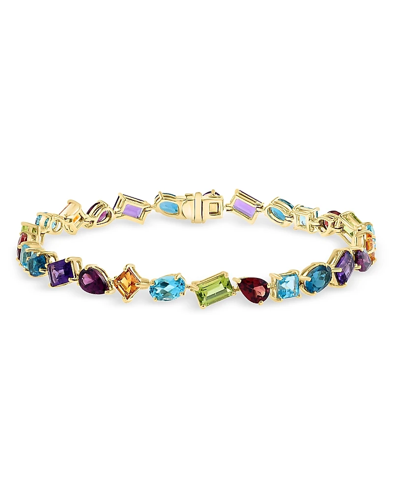 Bloomingdale's Fine Collection Rainbow Gemstone Mixed Cut Bracelet