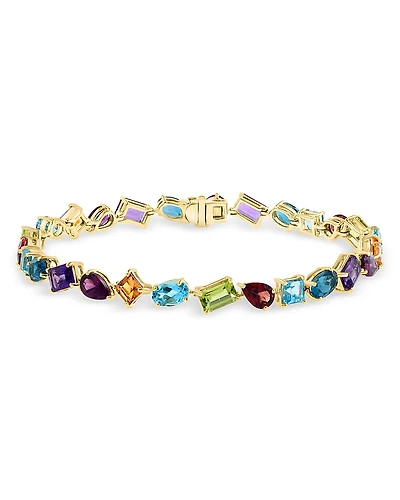 Bloomingdale's Fine Collection Rainbow Gemstone Mixed Cut Bracelet