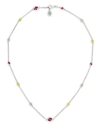 Sterling Silver Interlocking G Multicolor Strand Necklace, 16.5"-17.7"