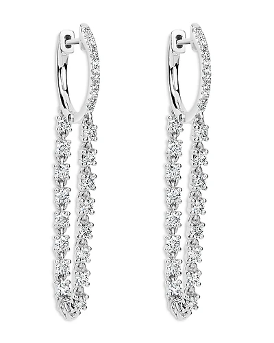 Meira T 14K White Gold Diamond Chain Drop Hoop Earrings