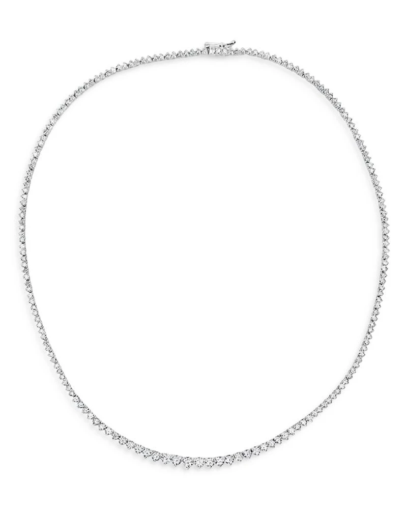 14K White Gold Diamond Tennis Necklace, 16"L