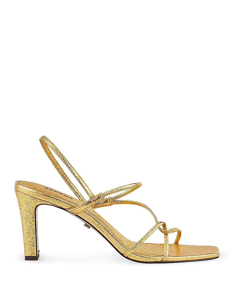 Sandro Women's Faye Metallic Square Toe Strappy Slingback Sandals