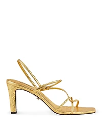 Sandro Women's Faye Metallic Square Toe Strappy Slingback Sandals