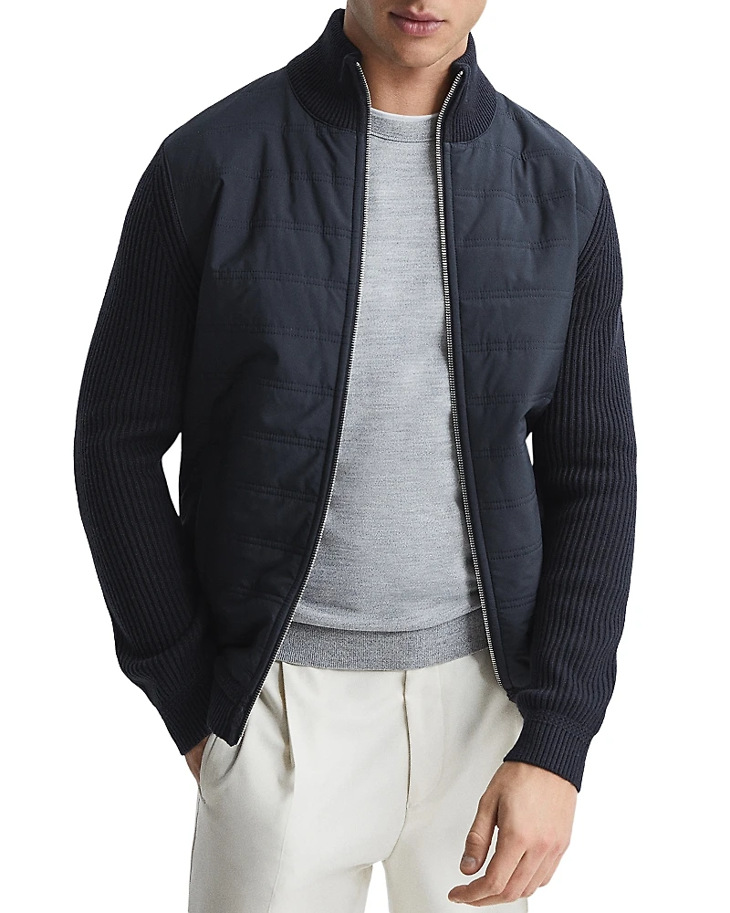 Reiss Trainer Mixed Media Zip Jacket