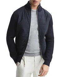 Reiss Trainer Mixed Media Zip Jacket