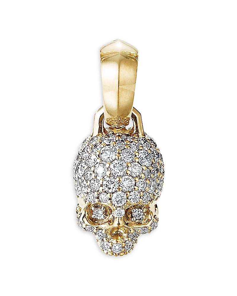 David Yurman 18K Yellow Gold Skull Charm with Diamonds
