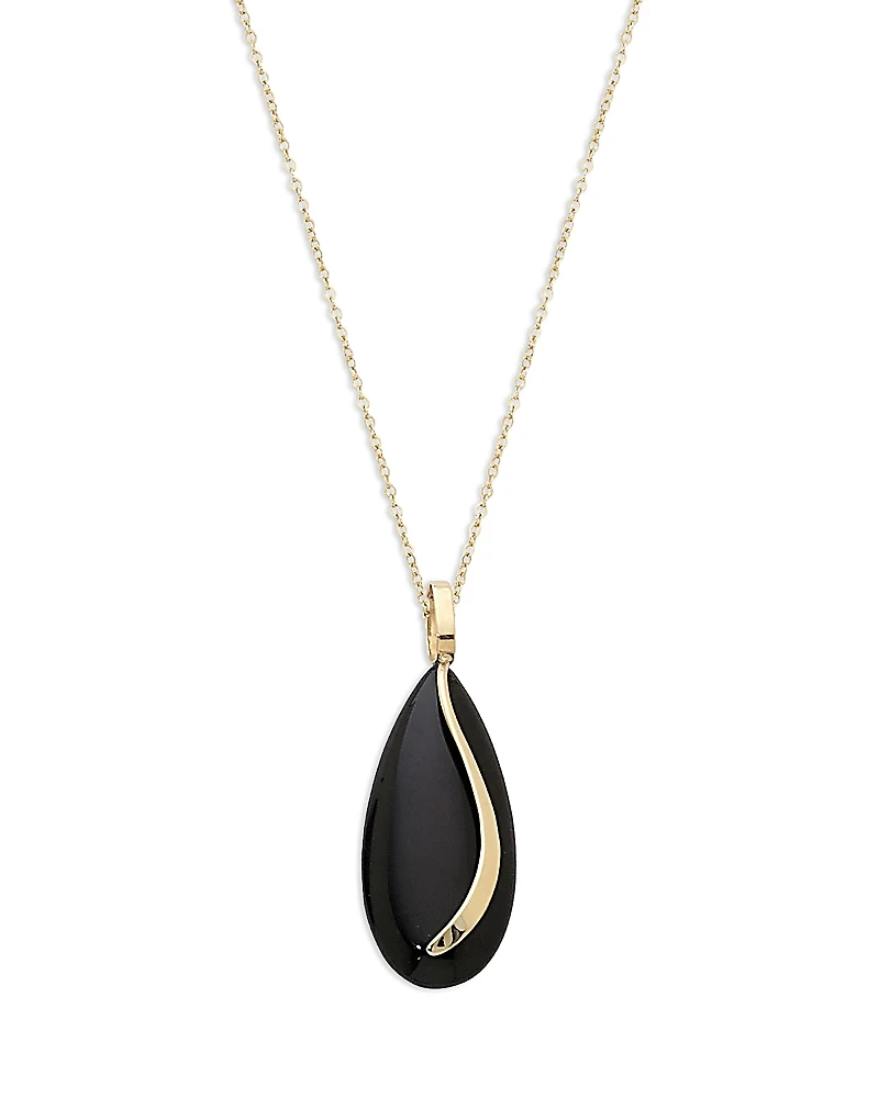 Bloomingdale's Fine Collection 14K Yellow Gold Onyx Almond Pendant Necklace, 18
