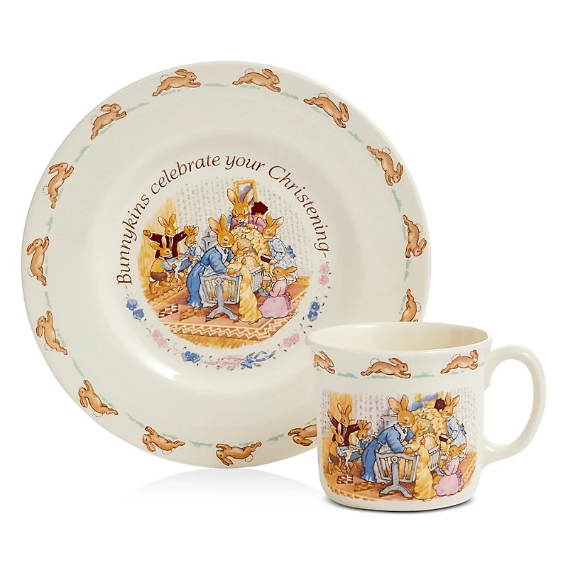 Royal Doulton Bunnykins Christening Plate & Mug 2 Piece Set