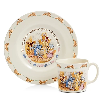 Royal Doulton Bunnykins Christening Plate & Mug 2 Piece Set