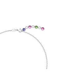 Gema Multicolor Crystal Choker Necklace in Rhodium Plated, 15"