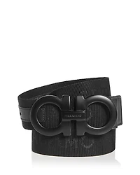 Ferragamo Men's Double Gancini Buckle Webbing Fabric Belt