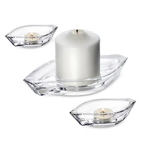 Orrefors Wave 3 Piece Votive Set