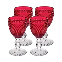 Bicos Bicolor Goblet With Red Bowl, Set of 4