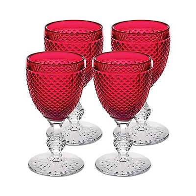 Vista Alegre Bicos Bicolor Goblet With Red Bowl, Set of 4