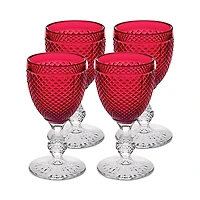 Vista Alegre Bicos Bicolor Goblet With Red Bowl, Set of 4