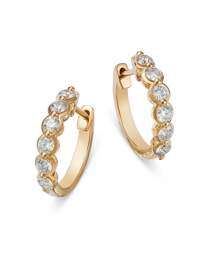 Diamond Small Huggie Hoop Earring Collection 14K Gold, 0.50 tcw