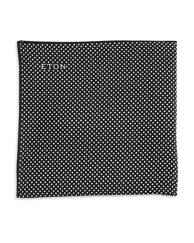 Eton Black Polka Dots Silk Pocket Square
