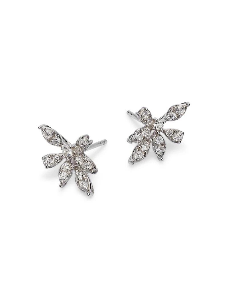 Diamond Starburst Stud Earrings  in 14K White Gold, 0.50 tcw