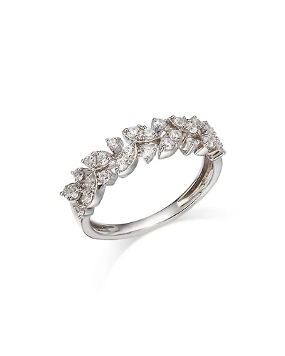Diamond Leaf Band in 14K White Gold, 0.50 tcw
