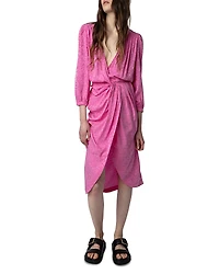 Renew Silk Jacquard Draped Dress