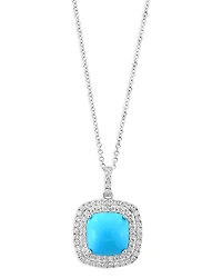 Bloomingdale's Fine Collection Turquoise & Diamond Halo Pendant Necklace