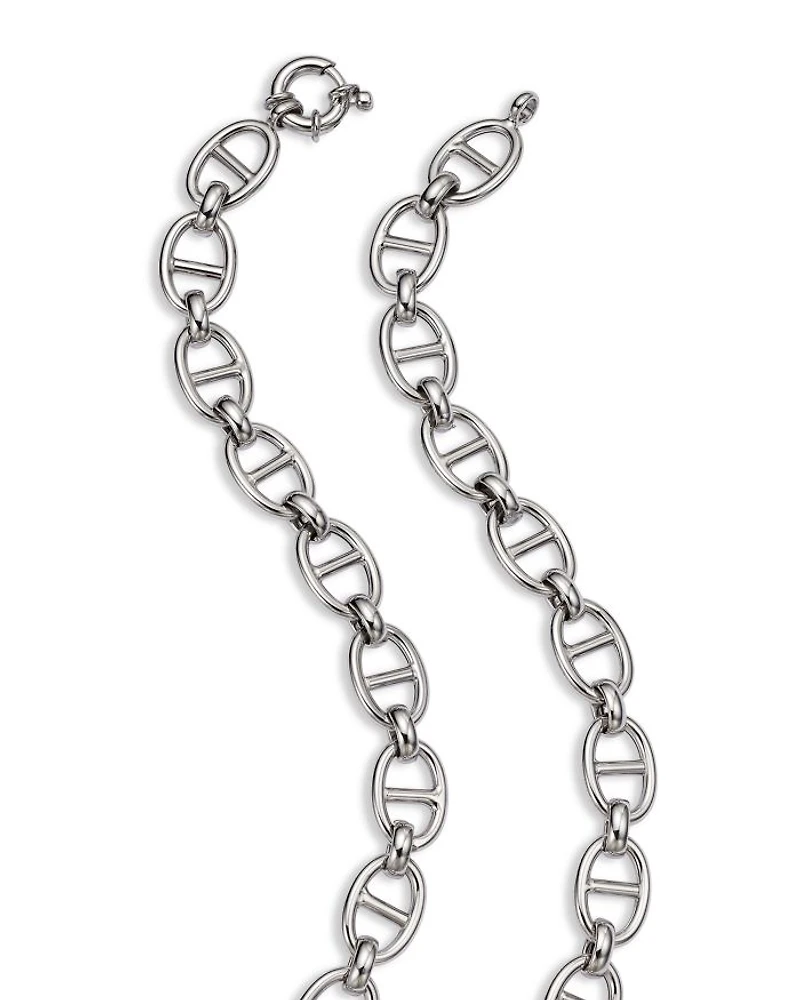 14K Gold Flat Mariner Link Necklace, 18"
