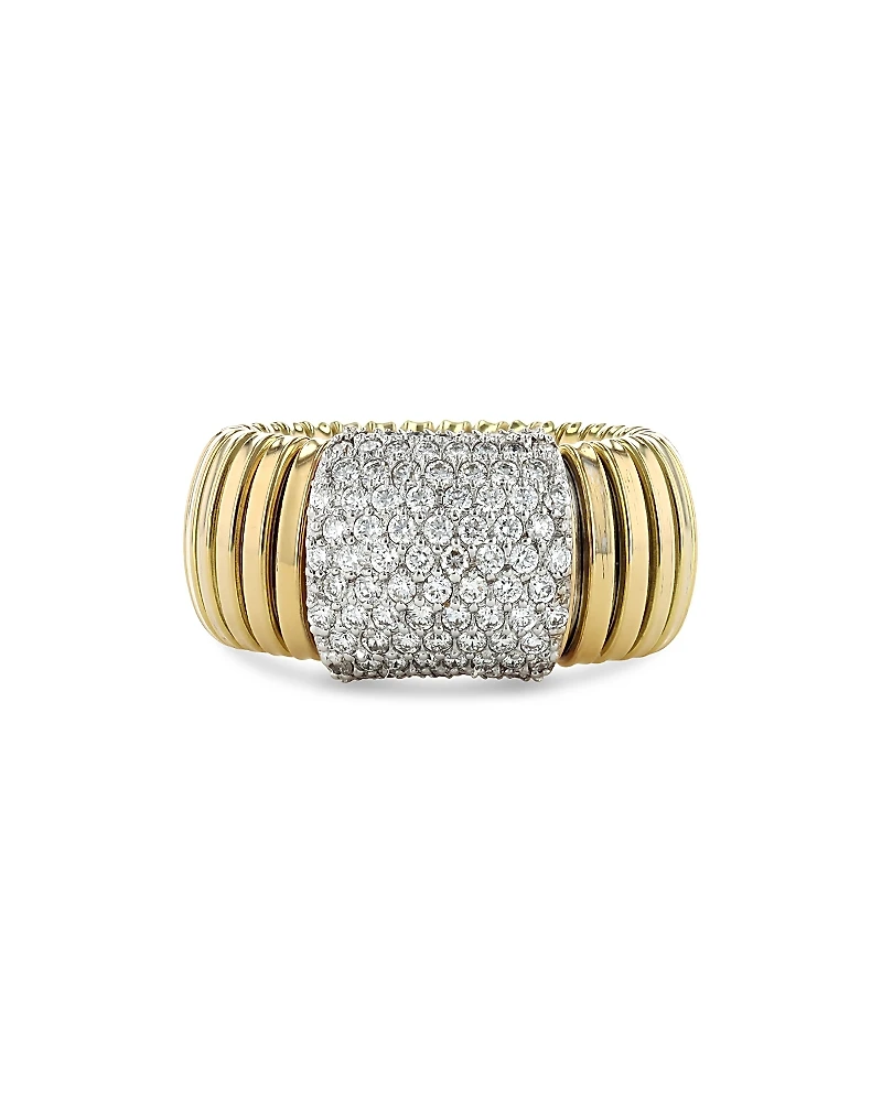 Alberto Milani 18K White & Yellow Gold Via Mercanti Diamond Pave Tubogas Ring