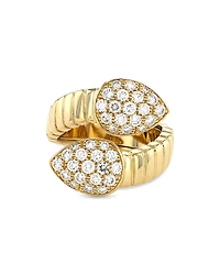 Alberto Milani 18K Yellow Gold Via Mercanti Diamond Tubogas Bypass Ring