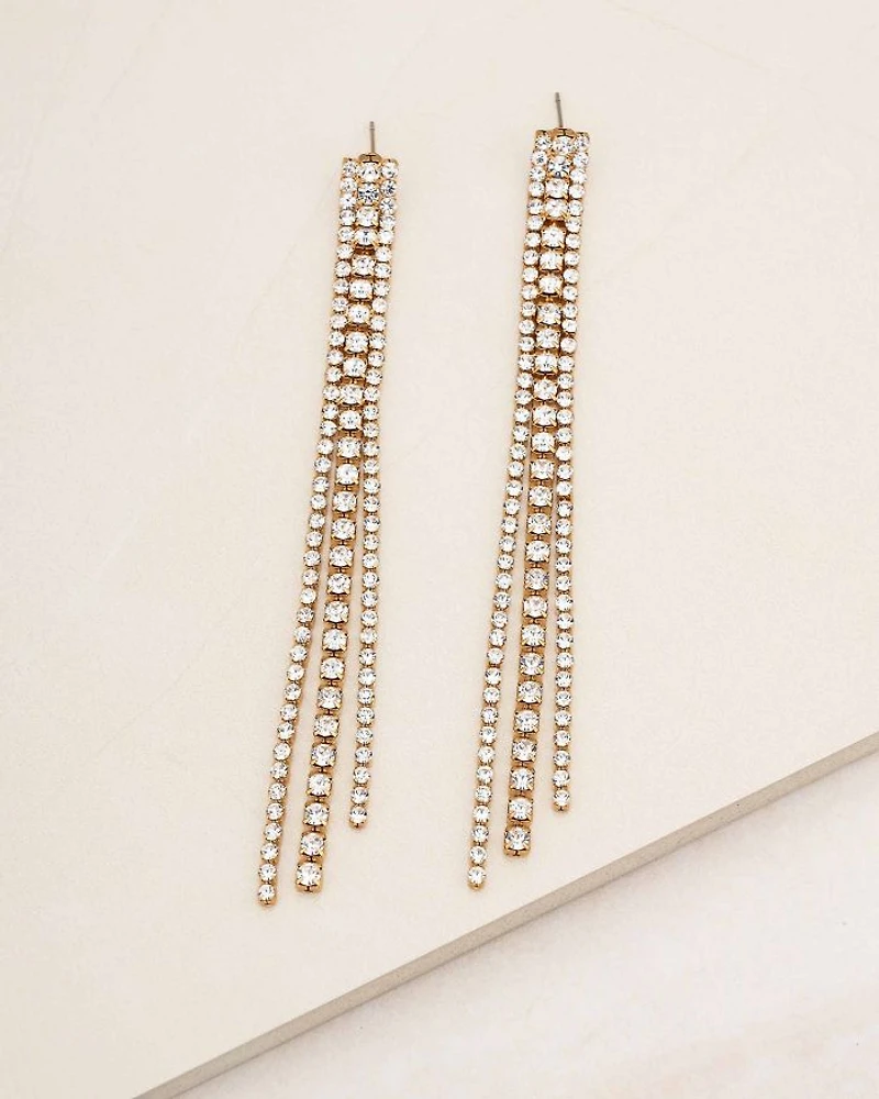 Your Moment Cubic Zirconia Linear Drop Earrings in 18K Gold Plated