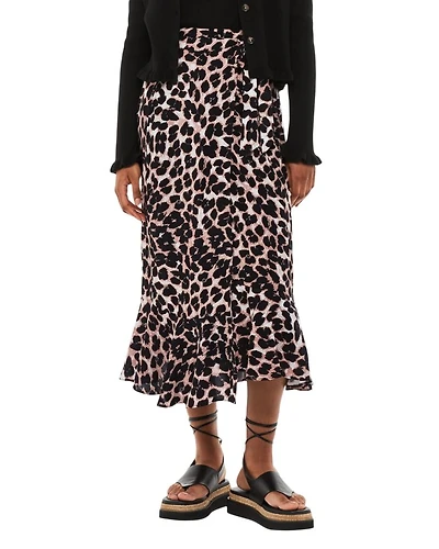Leopard Print Wrap Skirt