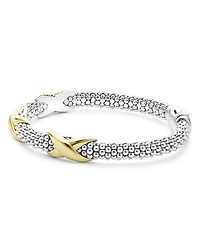 18K Yellow Gold & Sterling Silver Embrace Triple X Caviar Bead Link Bracelet