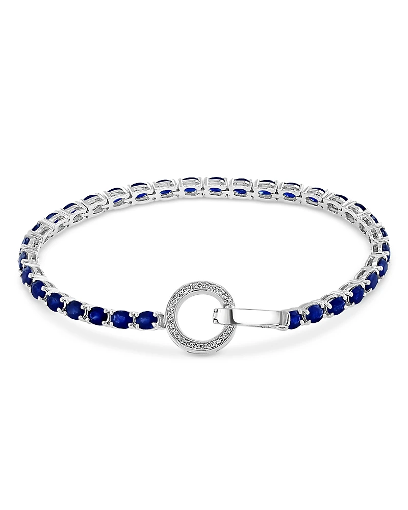 Bloomingdale's Fine Collection Blue Sapphire and Diamond Circle Clasp Tennis Bracelet