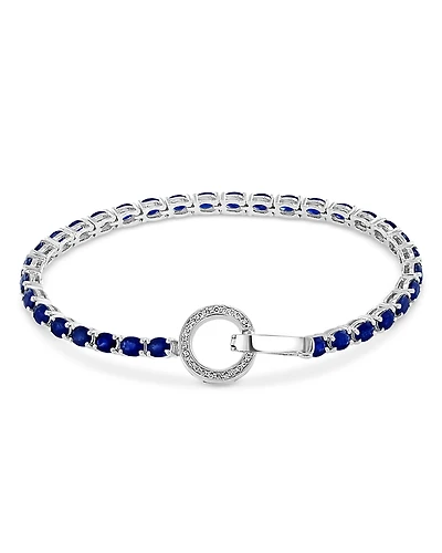Bloomingdale's Fine Collection Blue Sapphire and Diamond Circle Clasp Tennis Bracelet